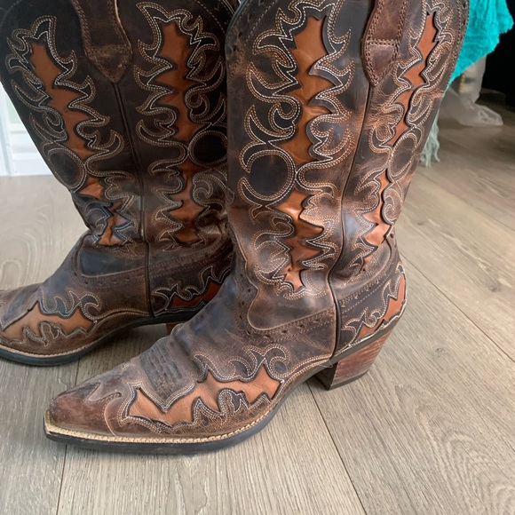 Brown and Tan Western Cowboy Boots - Picture 1 of 4